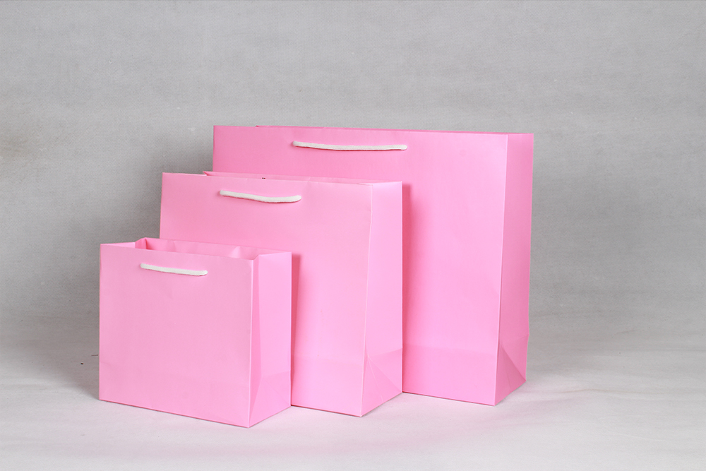 时尚横版白卡粉色礼品纸袋
